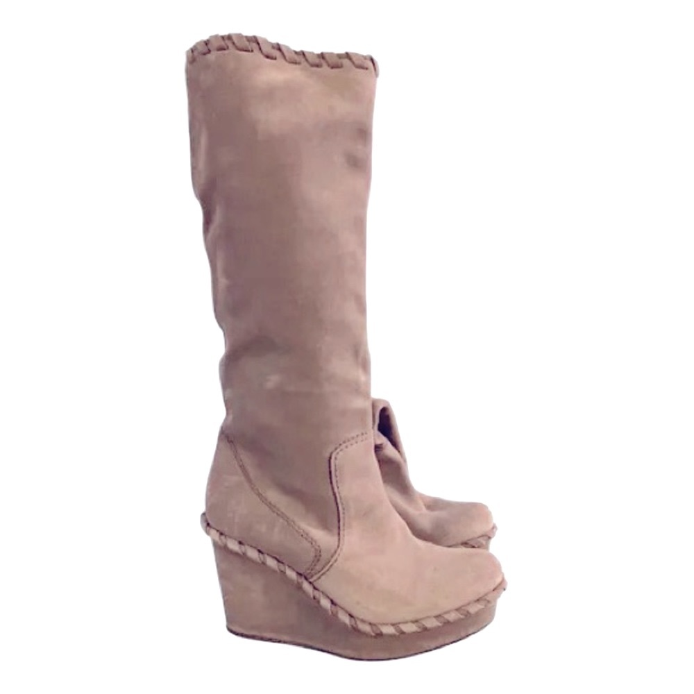 👢 Pedro Garcia Suede Knee High Wedge Boots 👢